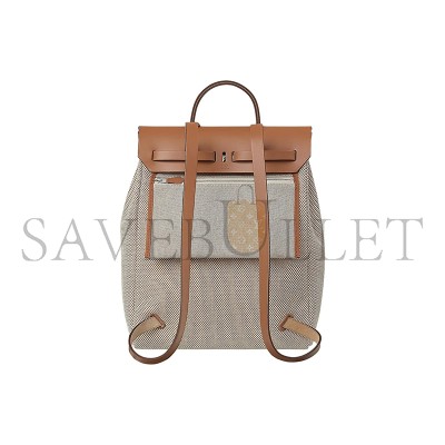 HERMÈS HERBAG A DOS ZIP BACKPACK CANVAS AND LEATHER H077782CKAB (38*29*11cm)